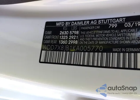 2019 Mercedes-Benz Amg Gt 63 4-Door Coupe from USA, damaged, VIN WDD7X8JB1KA005770